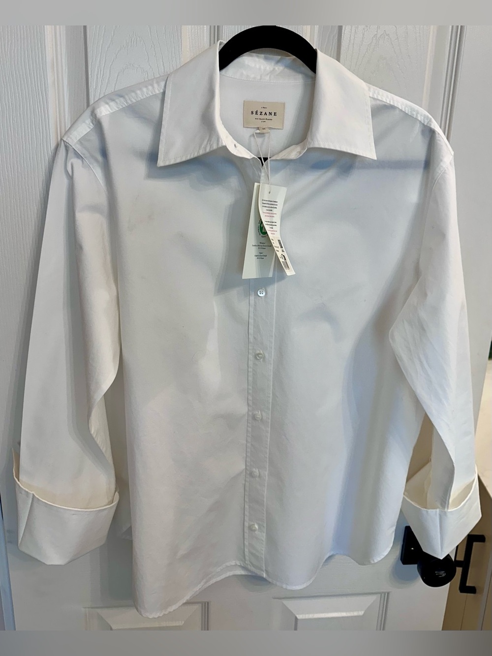 Sezane Paris Marilis Ecru Button Down Shirt Size FR 36 US 8 $130 - Picture 6 of 9